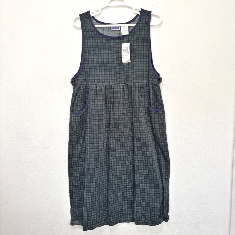 Erika Co Vintage 90s Plaid Corduroy Jumper Dress XL Cottagecore Soft Grunge NWT